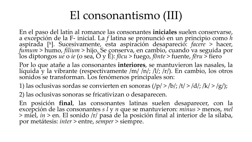 el consonantismo iii
