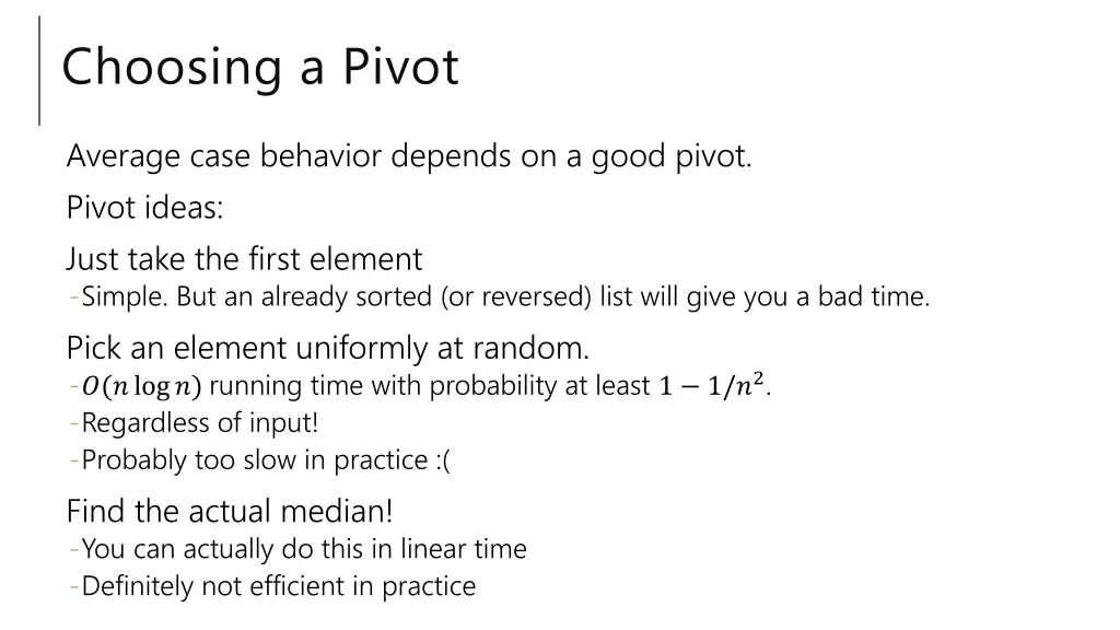 choosing a pivot