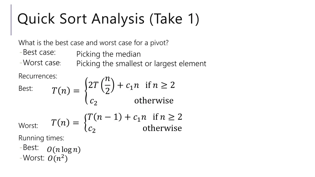 quick sort analysis take 1 1