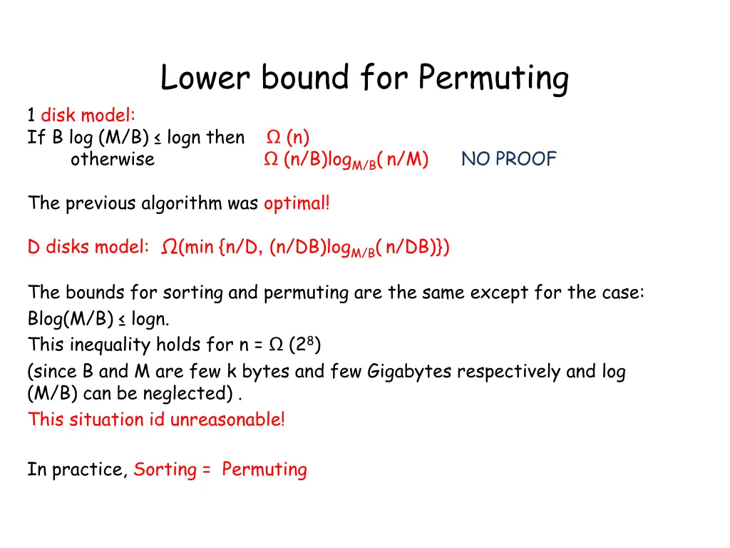lower bound for permuting