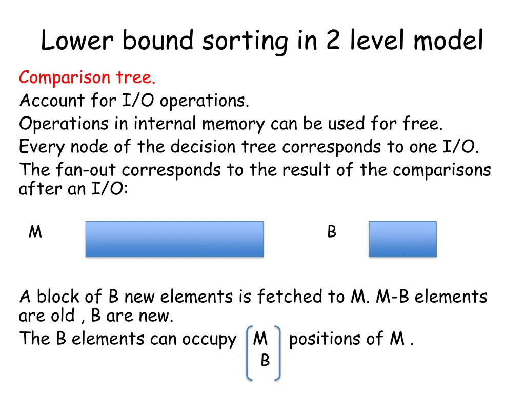lower bound sorting in 2 level model comparison
