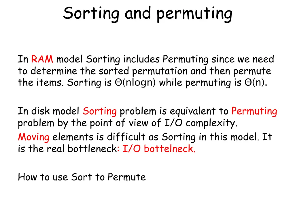 sorting and permuting
