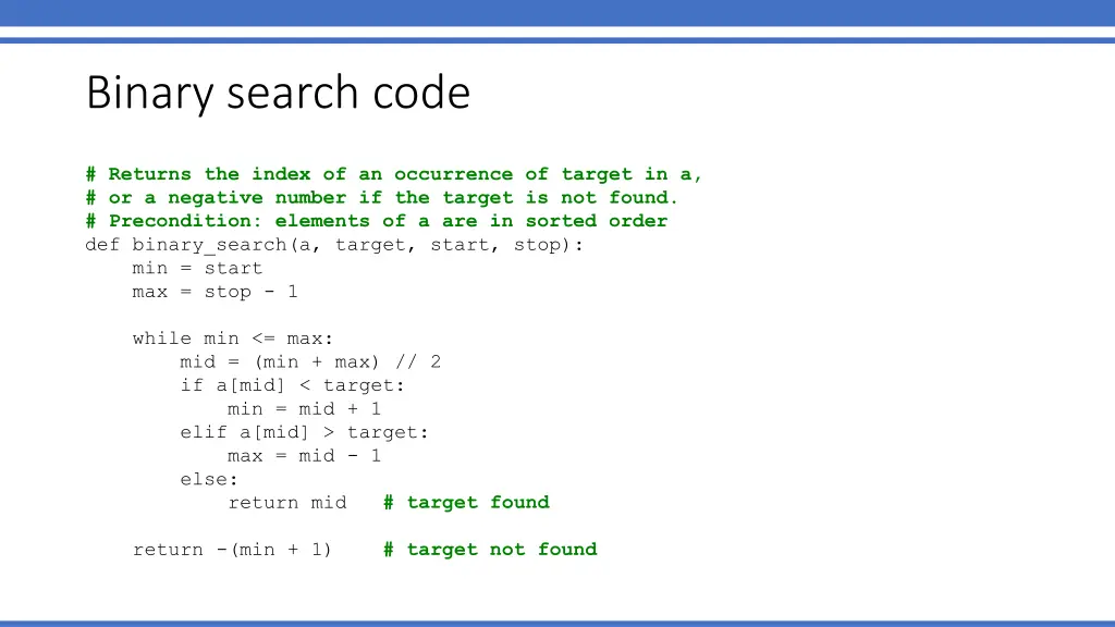 binary search code