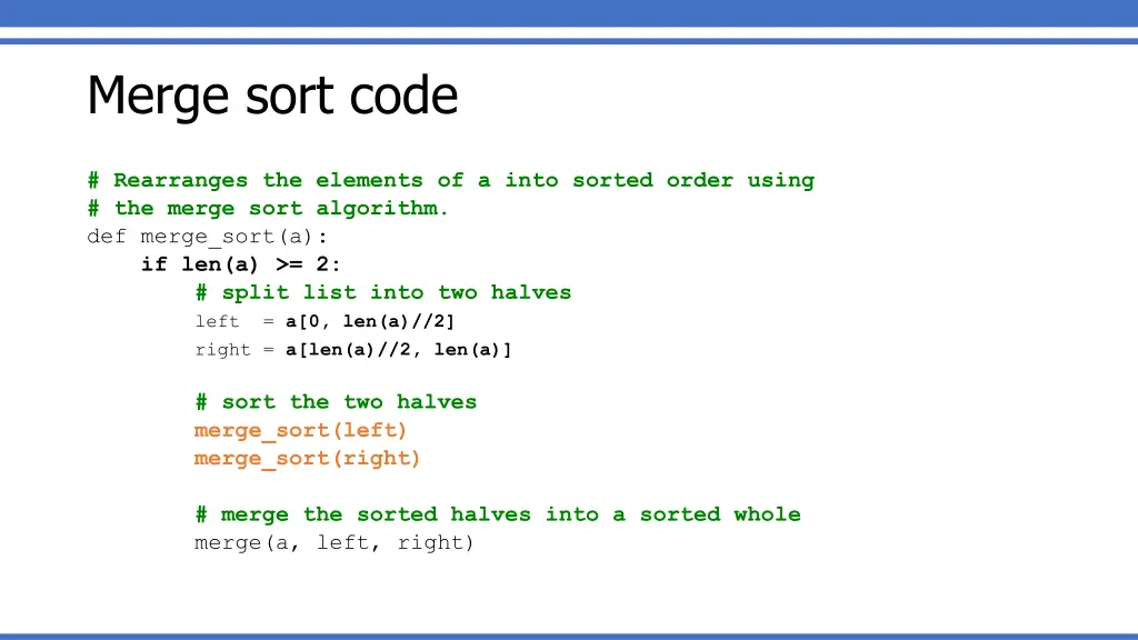 merge sort code