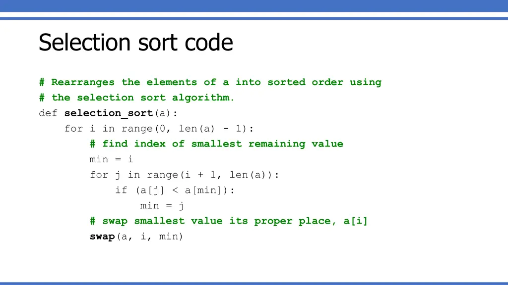 selection sort code