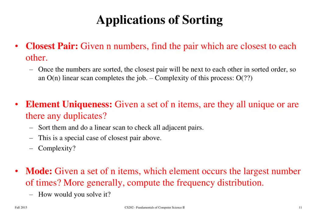applications of sorting