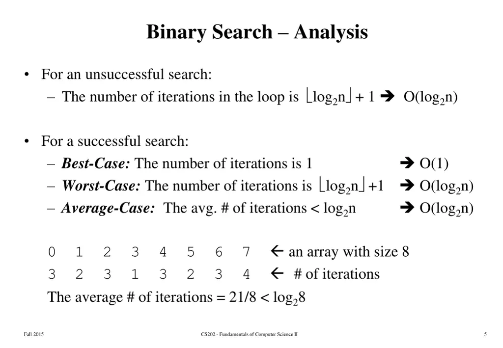 binary search analysis