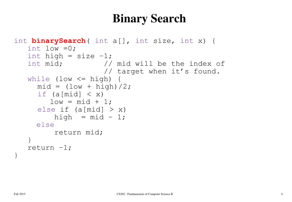 binary search