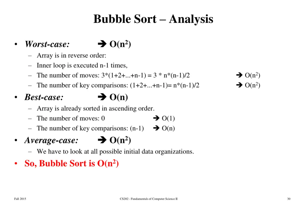 bubble sort analysis