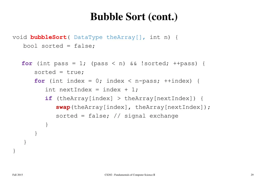 bubble sort cont 1