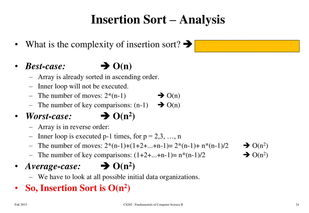 insertion sort analysis