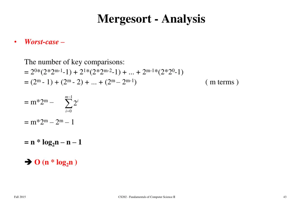 mergesort analysis 2