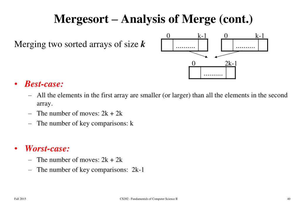 mergesort analysis of merge cont