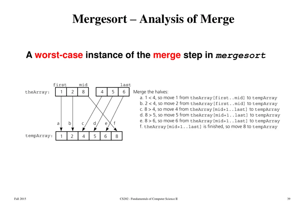 mergesort analysis of merge