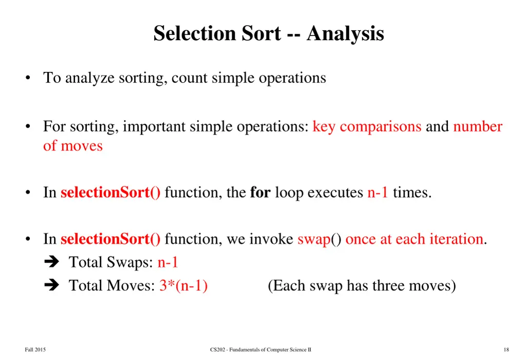 selection sort analysis