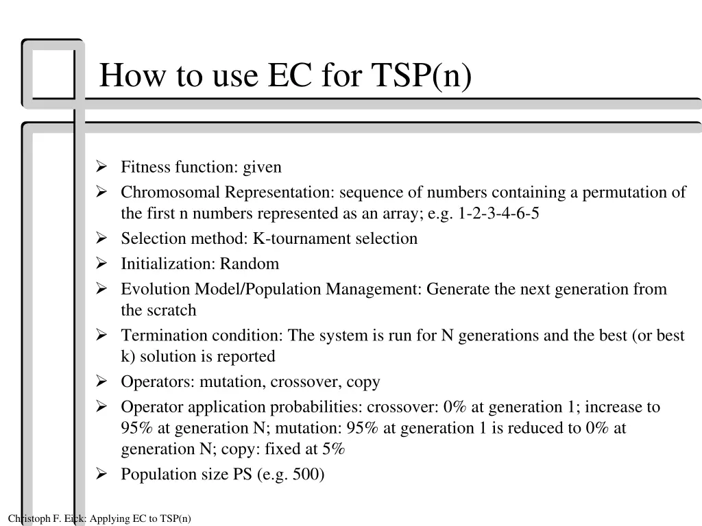 how to use ec for tsp n