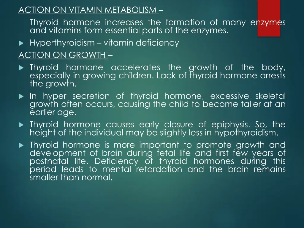 action on vitamin metabolism thyroid hormone