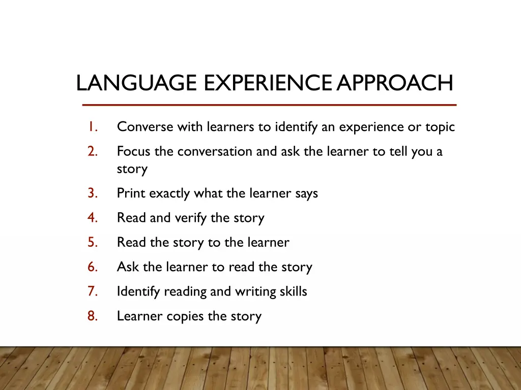 language experience approach 1