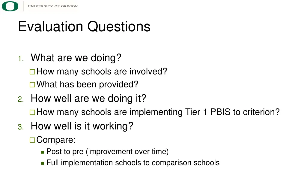 evaluation questions