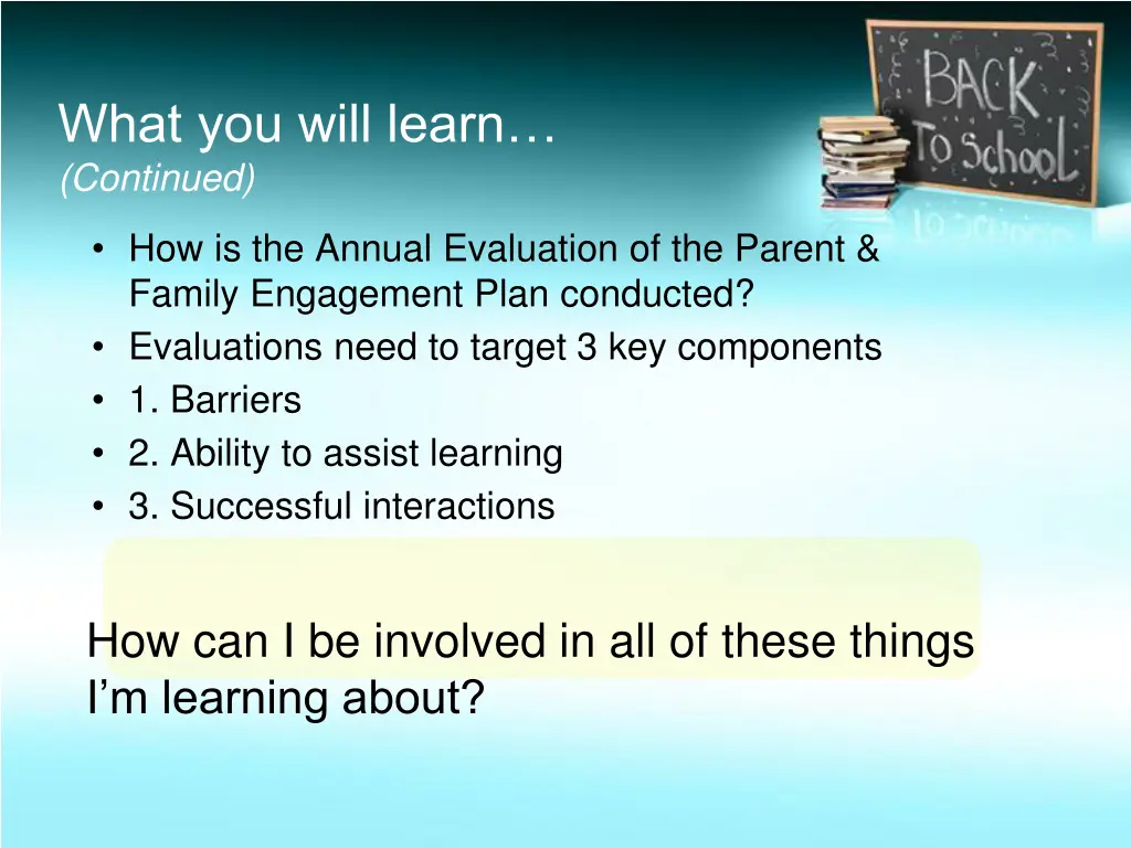 what you will learn continued
