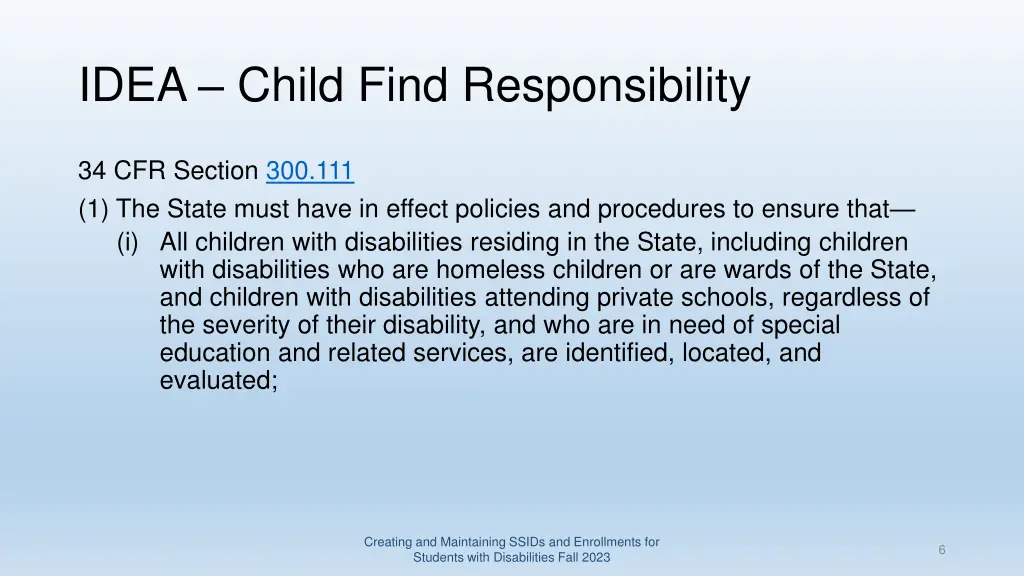 idea child find responsibility
