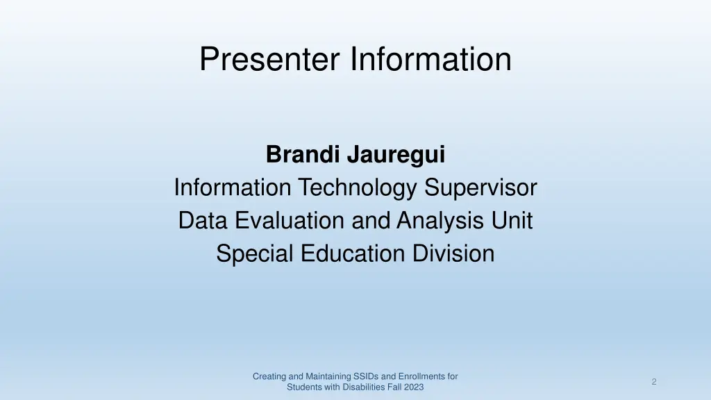 presenter information