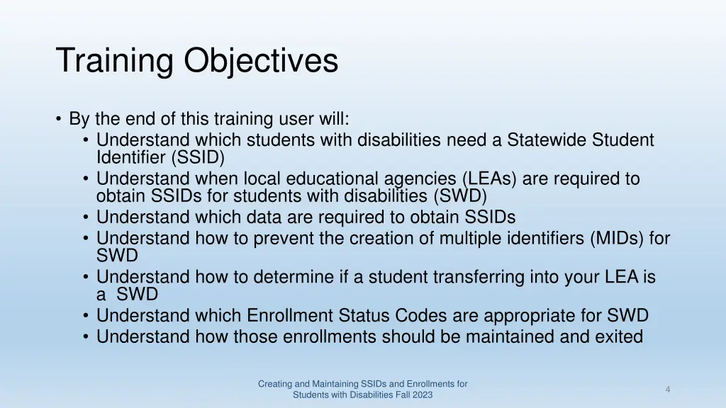 training objectives