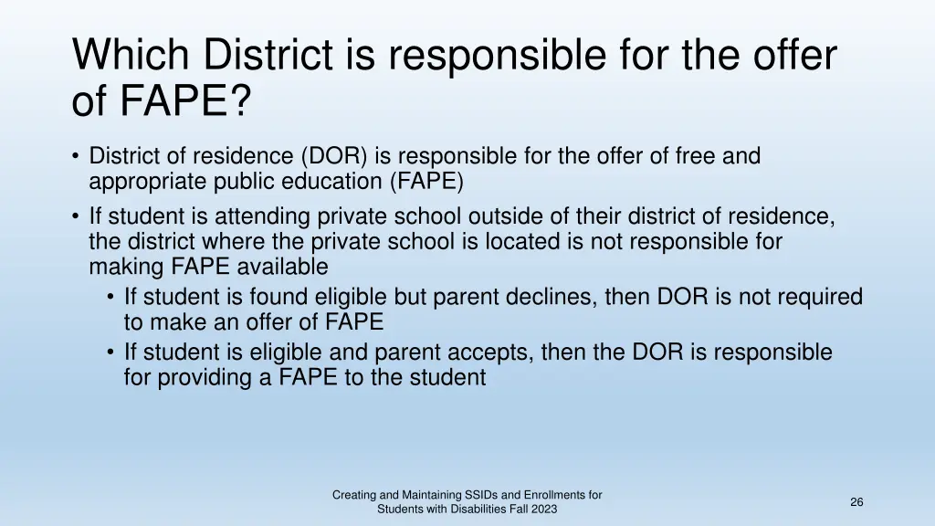 which district is responsible for the offer