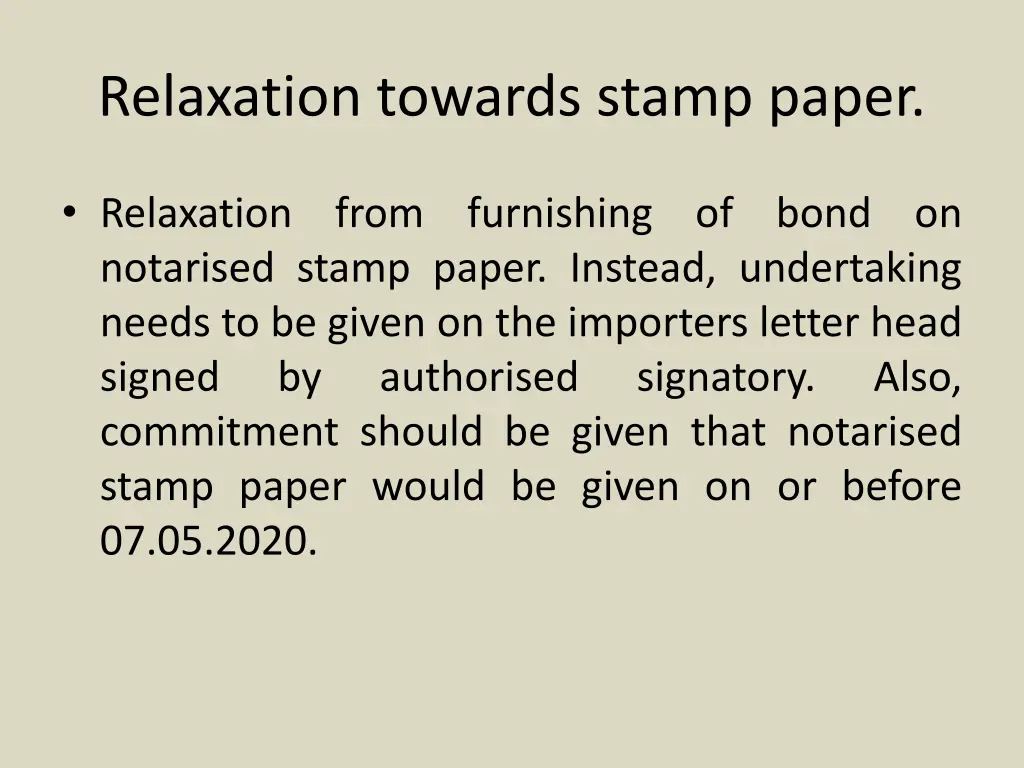 relaxation towards stamp paper