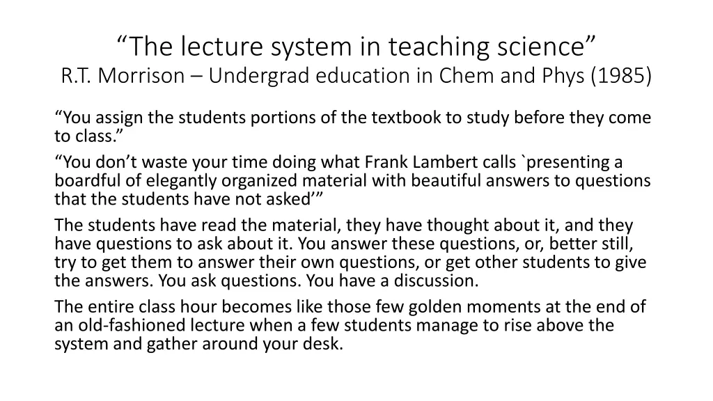 the lecture system in teaching science