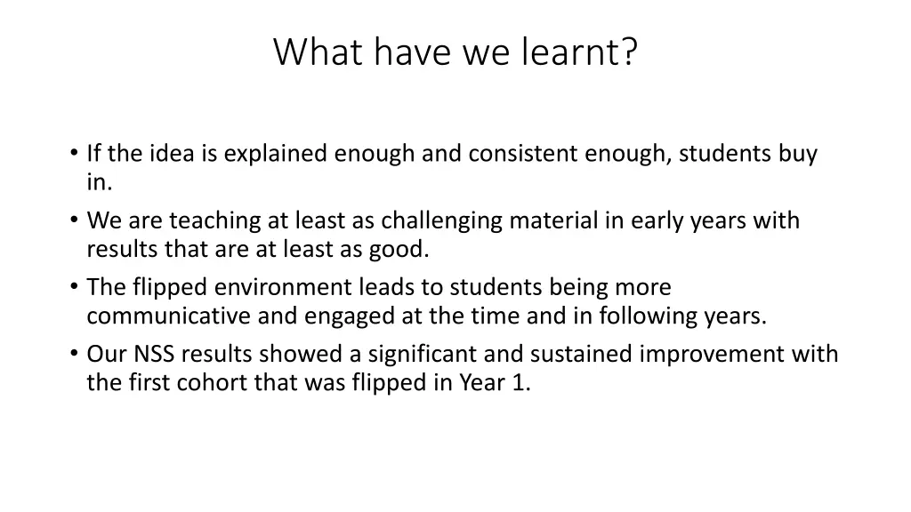 what have we learnt