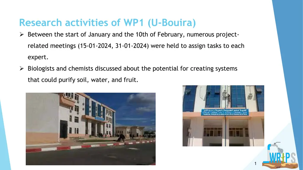 research activities of wp1 u bouira