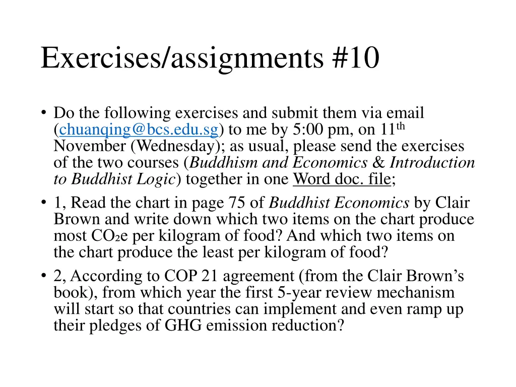exercises assignments 10