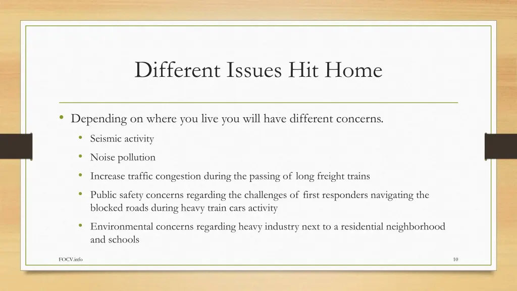 different issues hit home