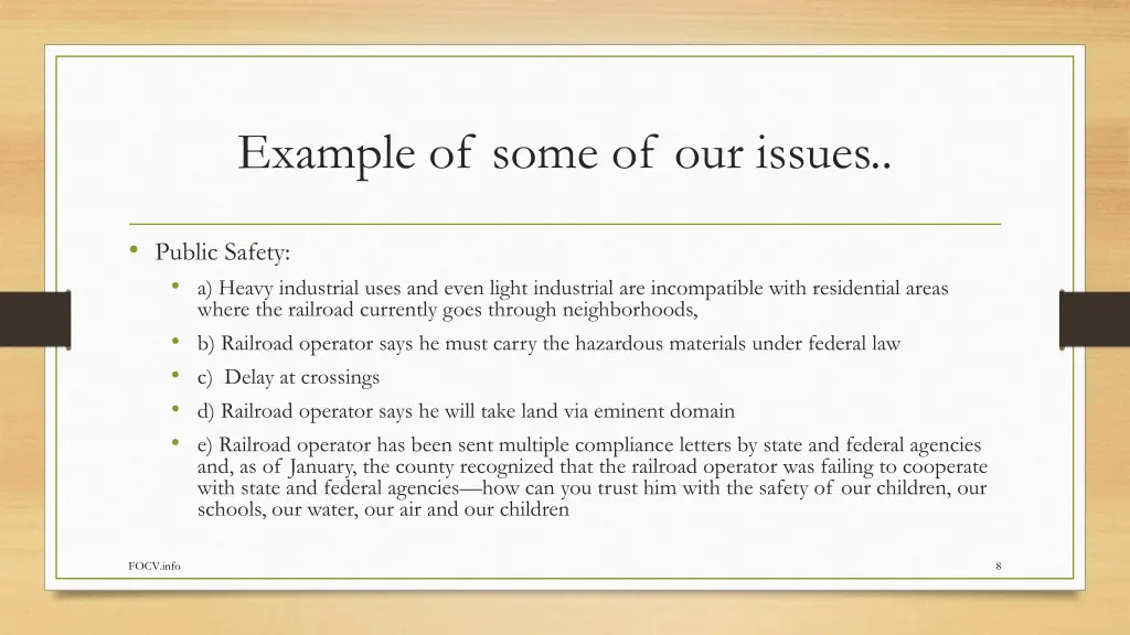 example of some of our issues