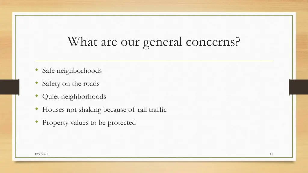 what are our general concerns