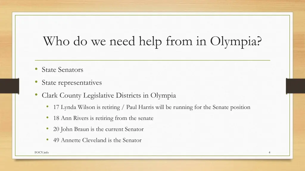 who do we need help from in olympia