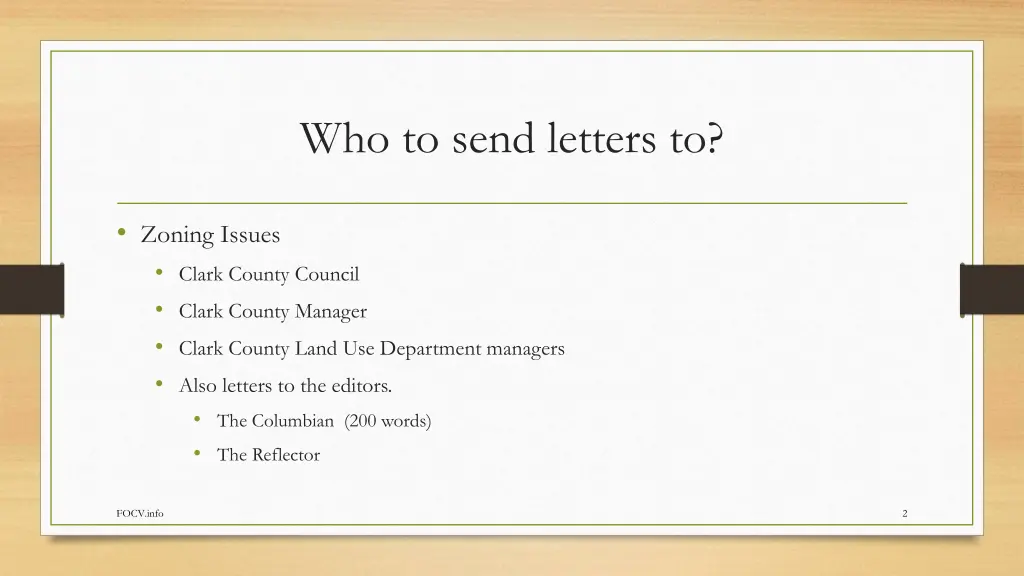 who to send letters to