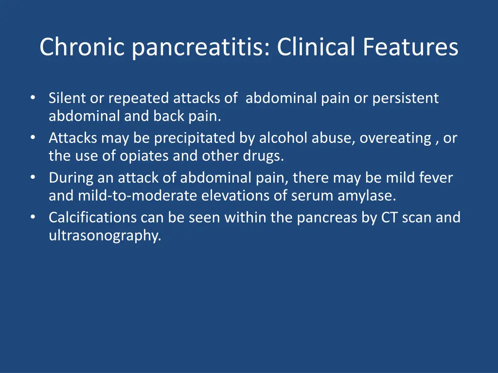 chronic pancreatitis clinical features