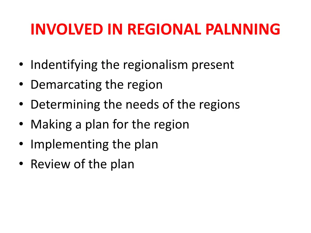 involved in regional palnning