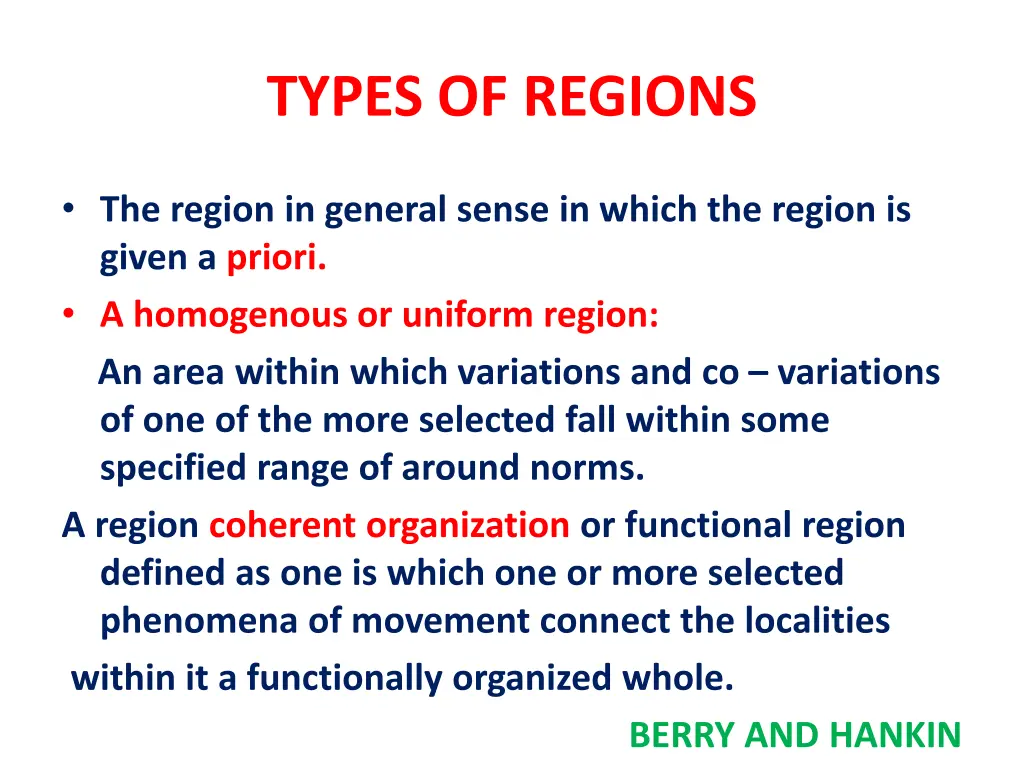 types of regions