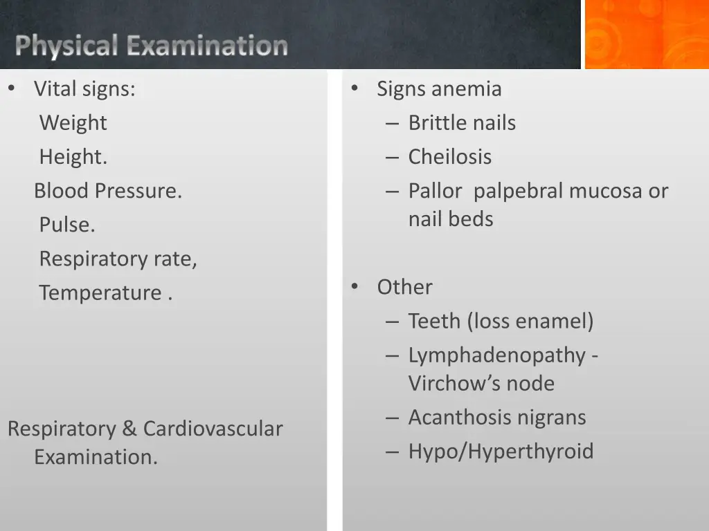physical examination vital signs weight height