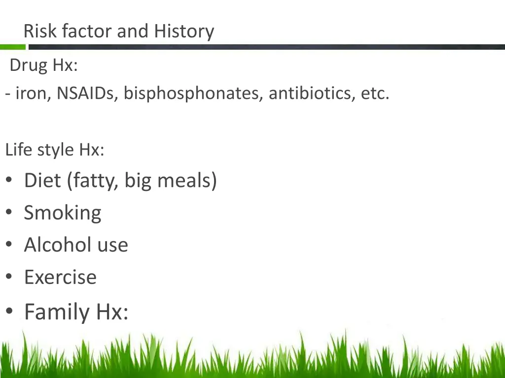 risk factor and history 1