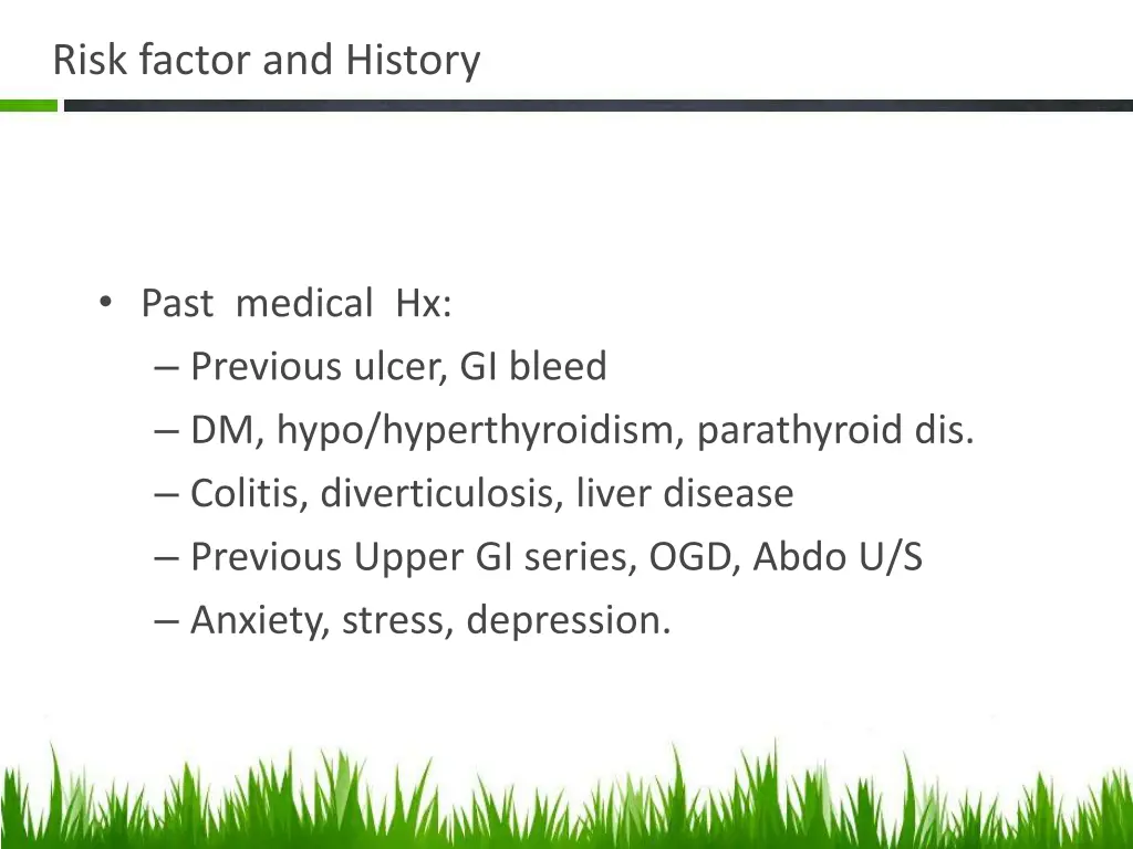 risk factor and history
