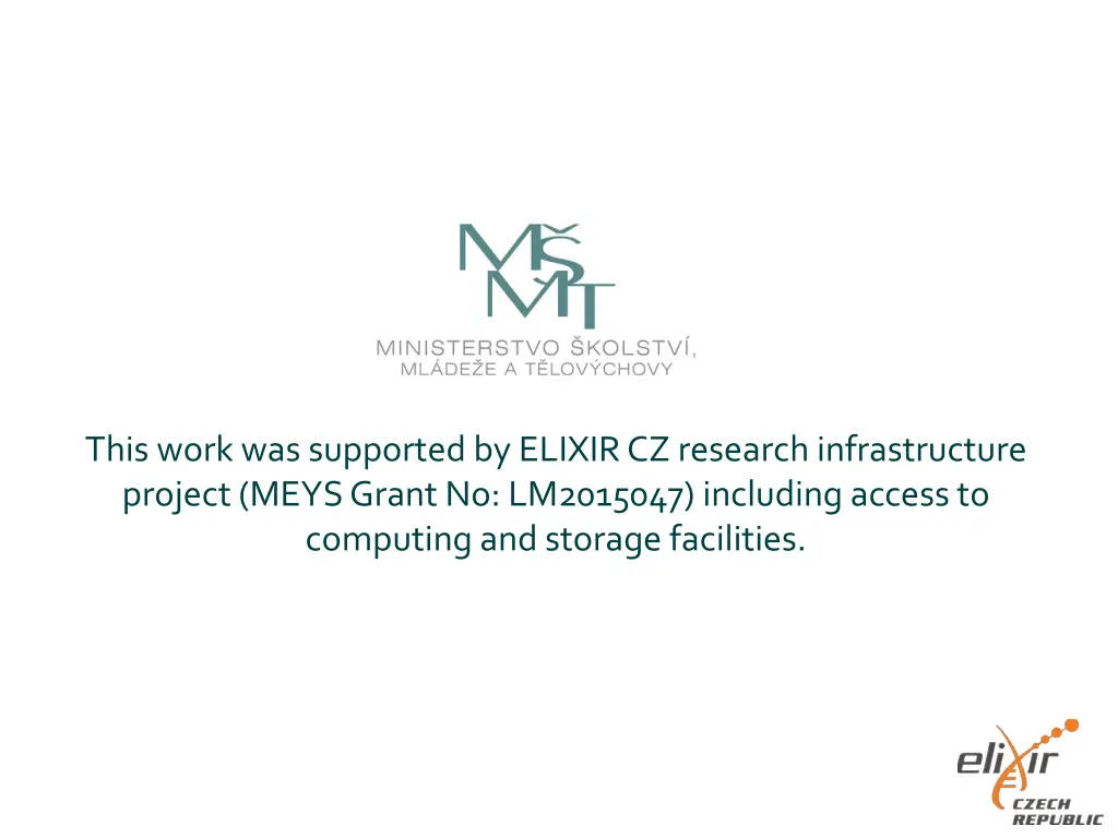this work was supported by elixir cz research