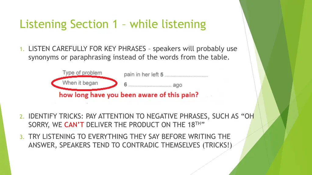 listening section 1 while listening 1