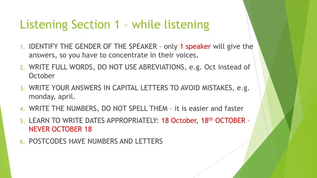 listening section 1 while listening