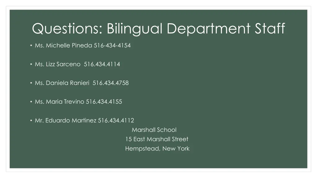questions bilingual department staff