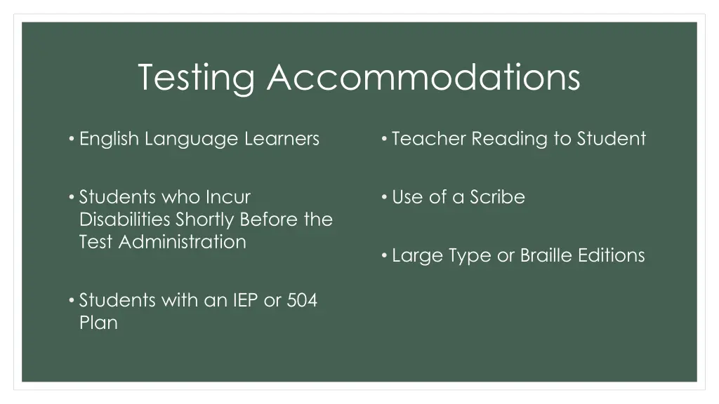 testing accommodations