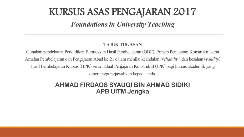 kursus asas pengajaran 2017 foundations